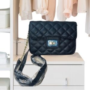 Quilted Faux Leather Turlock Purse W/Gold-tone Chain Accents, NWOT